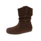 Ankle Boots Women's Autumn Without Heel Suede Boots Women's Flat Winter Boots Short Shaft Cowboy Boots Round Toe Slip-On Boots Soft Comfortable Women's Boots Calf High Western Boots, coffee, 6 UK
