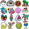 1/16 Stück Sommer Urlaub Schuh Charms Sunny Beach Regenbogen Pins für Frauen Mädchen Strand Schuhe Dekoration Zubehör Clog Schnallen