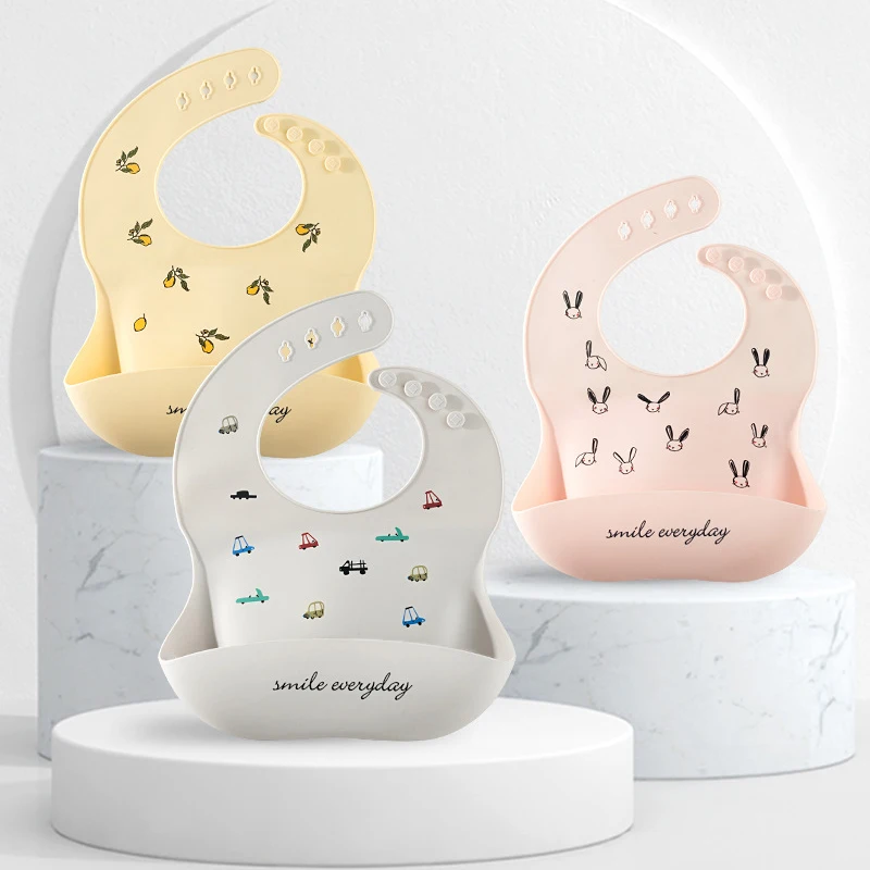 Wasserdicht Baby Lätzchen Für Baby Kid Weiche Silikon Fütterung Bib Sommer Baby Zeug Fütterung Cartoon Print Mädchen Junge Lätzchen Spuck tücher Image