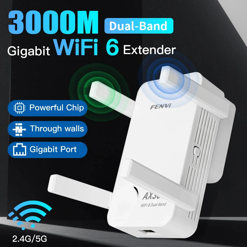 WIFI6 AX3000 Gigabit Wireless Repeater Router Dual Band 2,4/5 GHz Signal Booster 4 High-Gain Antenne Long Range Verstärker für Zuhause Image