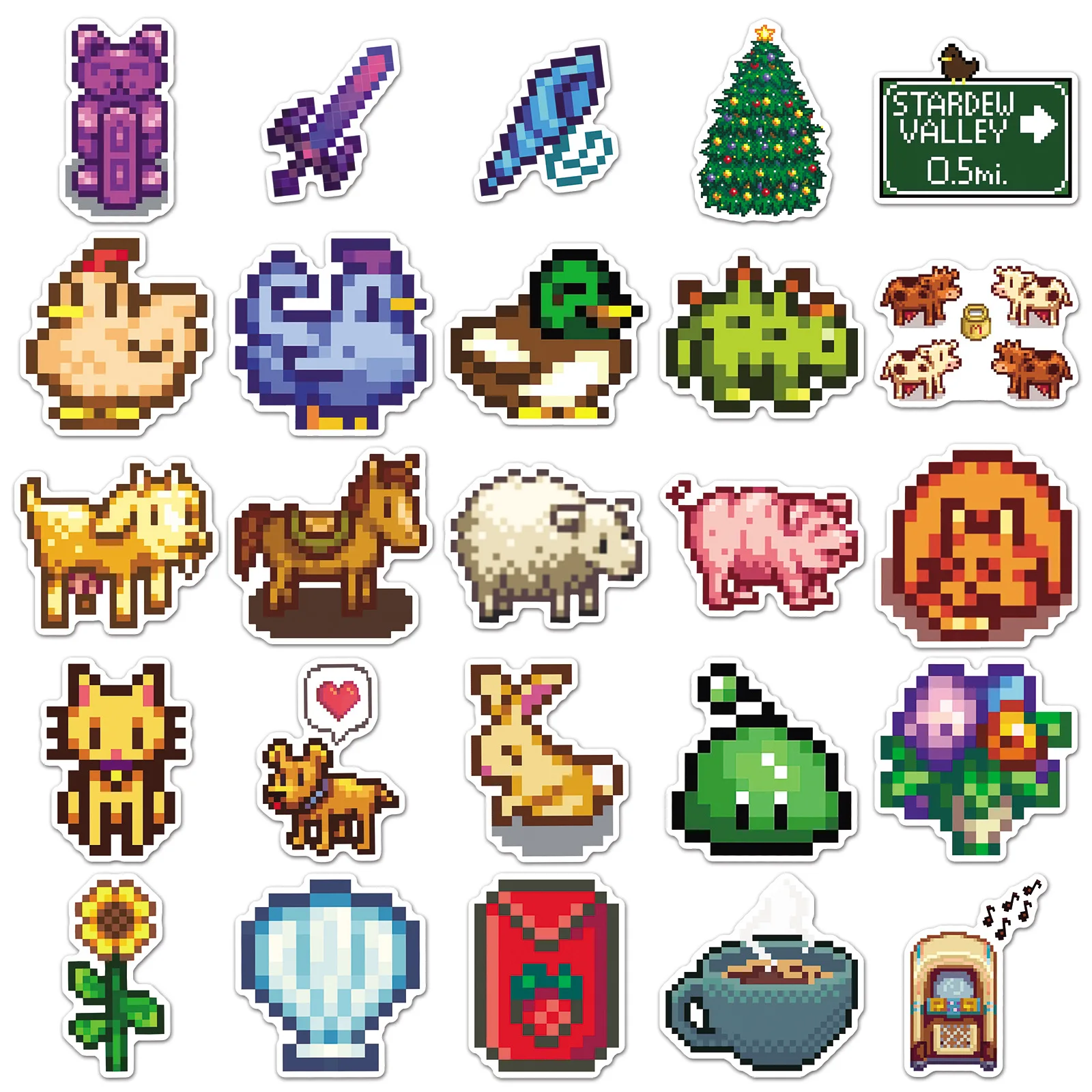 50PCS Stardew Valley Cartoon Aufkleber Lustige Pixel Wind Graffiti Spiele DIY Dekoration Kinder Spielzeug Gepäck Laptop Gitarre Fahrrad Aufkleber Image