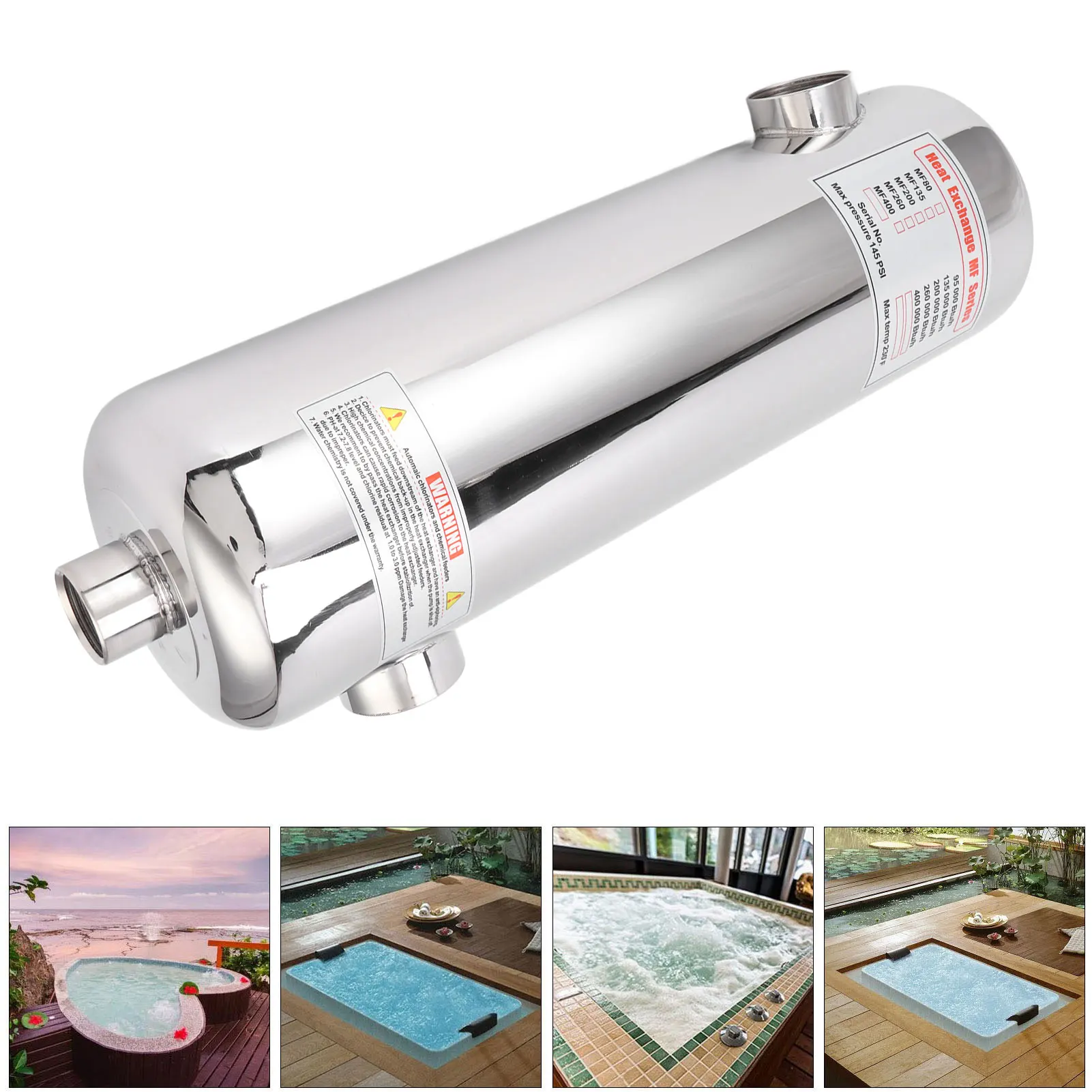 Échangeur de chaleur de piscine 60kw, Thermostat de SPA, équipement de chauffage à circulation de piscine, équipement d'échange de chaleur de piscine