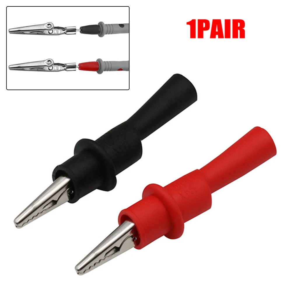 1 paar Alligator Clip Draht Tipps Test Clip Clamp Rot + Schwarz Für Multi-Meter Tester AC DC 10A 1000V Messen Werkzeug Zubehör Image