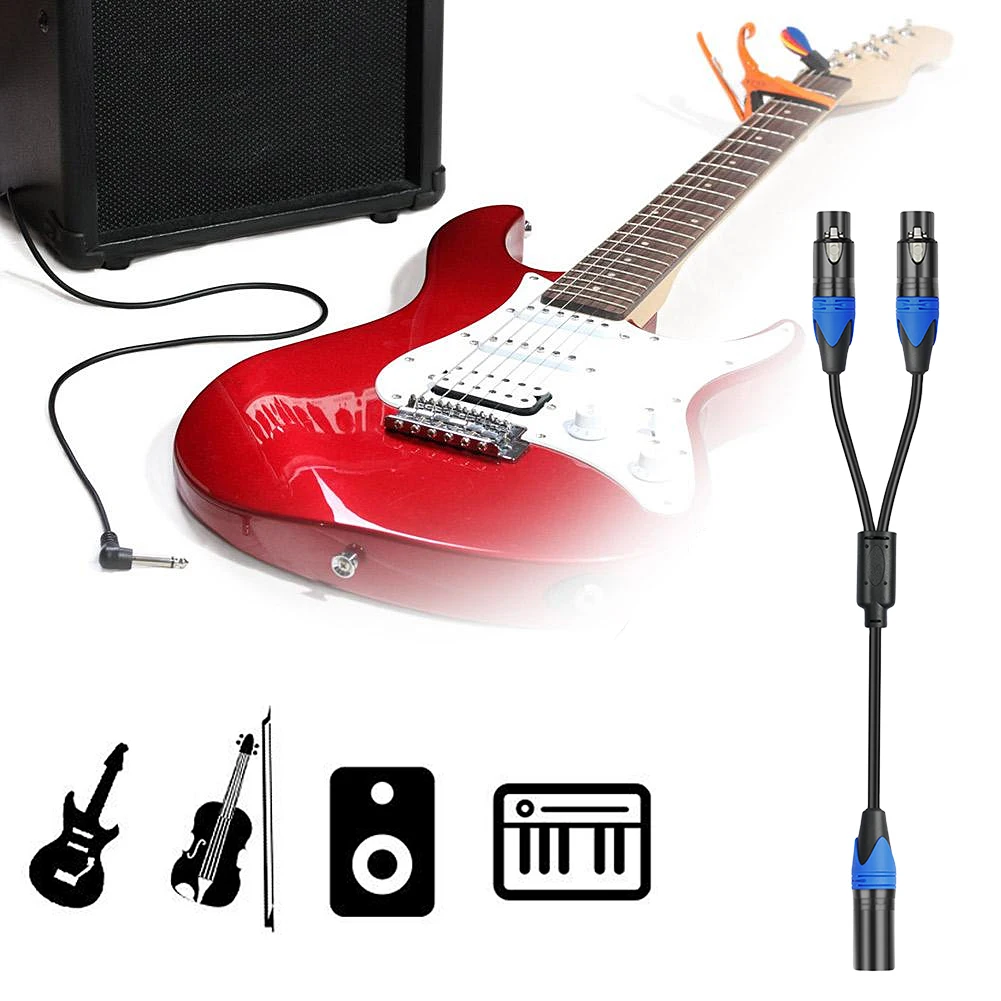 50 cm Buchse auf 2 Stecker XLR Y-Kabel XLR-Buchse auf Dual XLR Stecker Y-Splitter Mikrofonkabel Audio-Mikrofonkabel-Adapter für Mixer Image