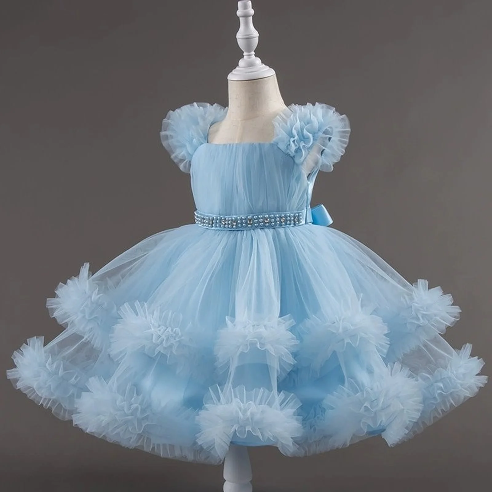 1-7 Jahre Mode Einfarbig Prinzessin Kleid für Mädchen Spitze Mesh Ärmellose Kinder Mädchen Party Kleid Sommer Mädchen kleider Image