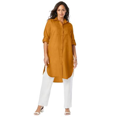 Plus Size Women's Linen Mega Tunic by Jessica London in Rich Gold (Size 14 W)