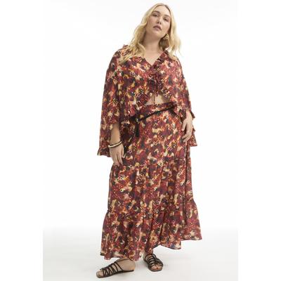 Plus Size Women's Tiered Printed Maxi Skirt by June & Vie in Dotted (Size 14/16)