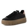 Plateausneaker TAMARIS, Damen, Gr. 39, schwarz (schwarz kombiniert), Leder, unifarben mit Farbeinsatz, sportlich, Schuhe, Freizeitschuh, Halbschuh, Schnürschuh mit Kontrastbesatz