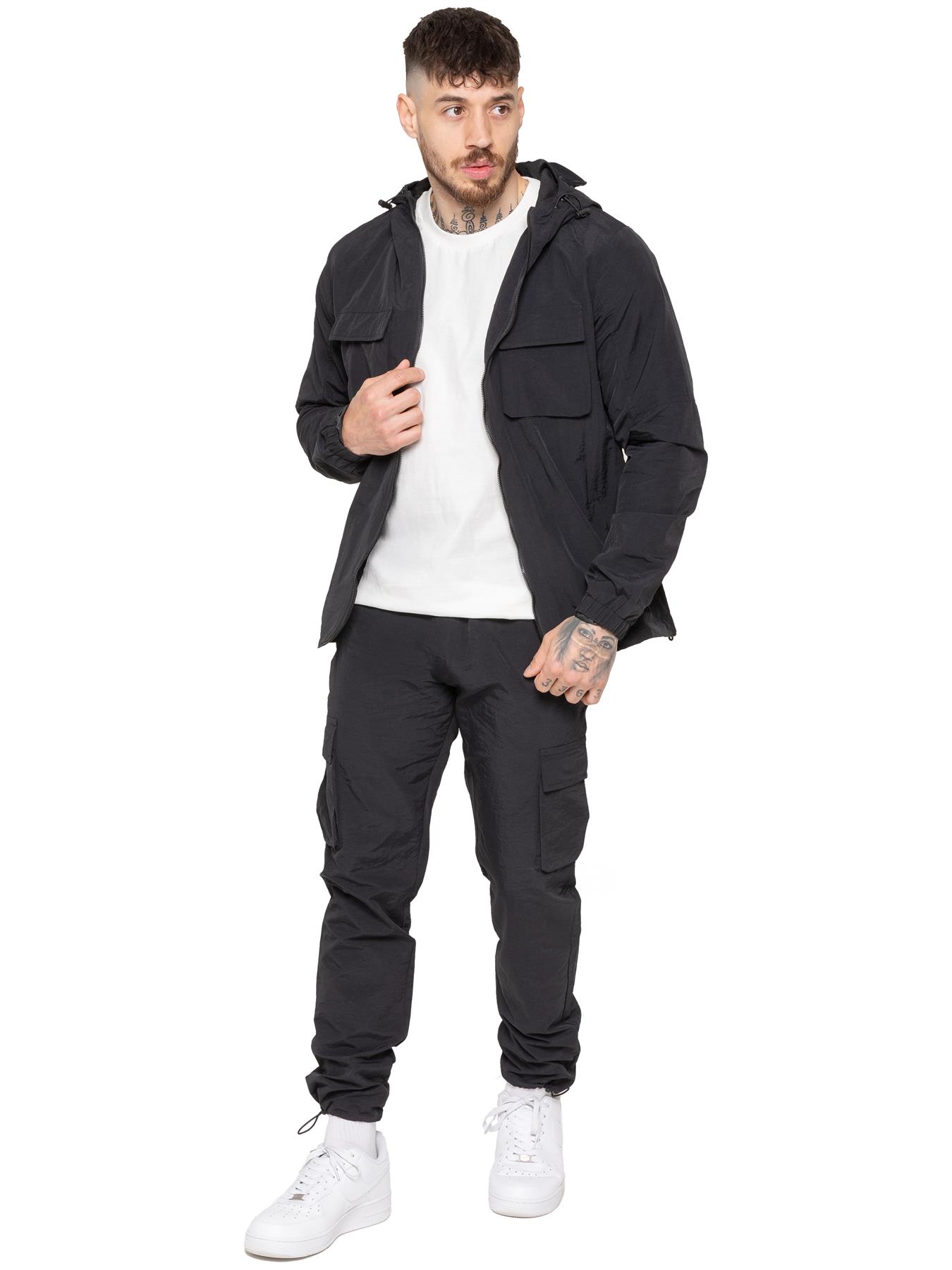 Enzo Milano | Mens Poly Cargo Tracksuit Set - Black - Size 2XL | Enzo Sale | Discount Designer Brands