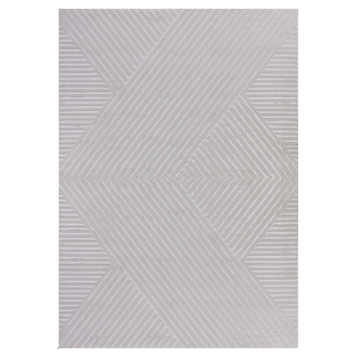 Teppich Kurzflor Tiefeneffekt-Muster Polypropylen Wohnzimmer Silber Rechteckig 120x170 | Kadima Design Image