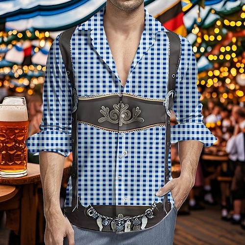 Hawaii-Hemden Aloha-Hemd Bayerisch München Deutsch Lässig Bayerisch Grafik für Herren Erwachsene 3D-Druck für Karneval Oktoberfestbier Urlaub Party Image