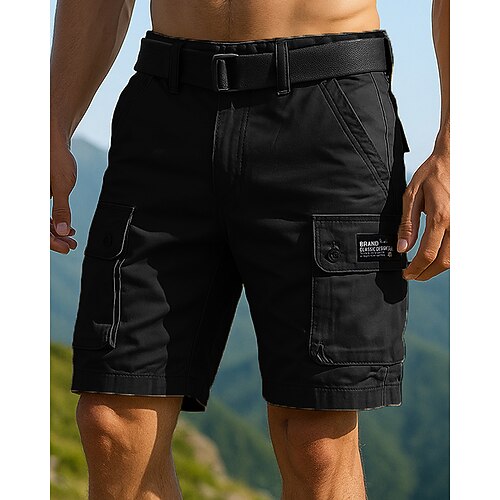 Herren Cargoshorts Sommer Außen Normale Passform Wasserdicht Winddicht Unterteile Tasche Schwarz Grün Baumwolle Camping / Wandern Laufen S M L XL XXL Image