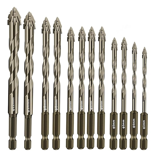 Vierschneidiger Sägezahn-Exzenterbohrersatz für Fliesen, Beton und Glas, Trockenbohr-Kreuzschlitzbohrer für präzises Stanzen, Lochsägensatz für mehrere Materialien Image