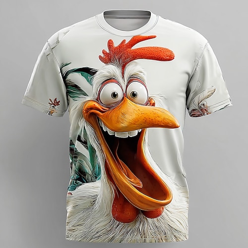 Herren Tiermotiv 3D T Shirt Kurzarm T-Shirt 3D-Druck Rundhalsausschnitt Hemd Mode Übertrieben Täglich Party Ferien Weiß 1 Weiß 2 Weiß 3 Sommer Frühling Ganzjahres Bekleidung S M L XL XXL XXXL Image