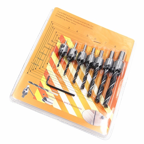 7 teile/satz bohrer set hss 5 flöte senker 3mm-10mm blase shell paket schnellarbeitsstahl fasen reibahle holzbearbeitung elektrowerkzeuge Image