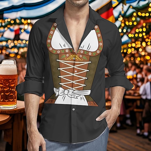 Hawaii-Hemden Aloha-Hemd Bayerisch München Deutsch Lässig Bayerisch Grafik für Herren Erwachsene 3D-Druck für Karneval Oktoberfestbier Urlaub Party Image