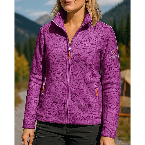 Damen Outdoorjacke Wanderjacke Fleecejacke Außen Wasserdicht Winddicht Wanderoutfits Wanderbekleidung Winter Herbst Oberteil Fleece Camping / Wandern / Höhlenforschung Laufen Weiß Violett Purpur Image