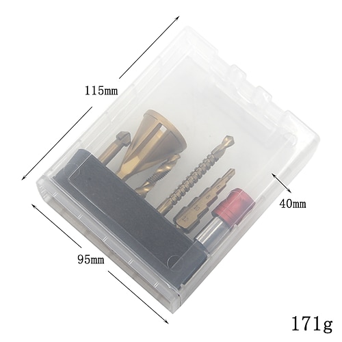 Bohren Anfasen Gewindebohren 6-teilige transparente Kunststoffbox Sägezahn Holzbearbeitung Lochöffnung Pagodenbohrer Schnellspanner Stangensatz Image