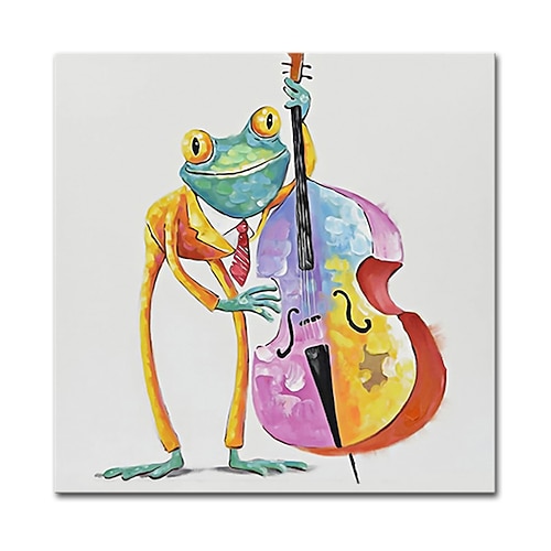 Mintura handgefertigte Frosch-Ölgemälde auf Leinwand, Wandkunst, Dekoration, modernes abstraktes Cartoon-Bild für die Inneneinrichtung, gerolltes, rahmenloses, ungedehntes Gemälde Image