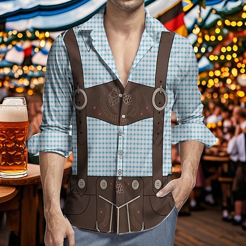 Hawaii-Hemden Aloha-Hemd Bayerisch München Deutsch Lässig Bayerisch Grafik für Herren Erwachsene 3D-Druck für Karneval Oktoberfestbier Urlaub Party Image