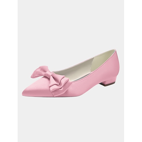 Grüne Brautjungfern-Ballerinas für Damen – elegante, spitz zulaufende Satin-Hochzeitsschuhe mit Schleifendetail, flache Schuhe mit niedrigem Absatz für die Brautgesellschaft Image