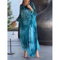 Damen Langes Kleid Maxikleid Cocktailkleid Kleid für Hochzeitsgäste Chiffon Mode Modern Outdoor Urlaub Lässiger Schnitt Marmor Langarm Rundhalsausschnitt Gelb Blau Grau Sommer Frühling