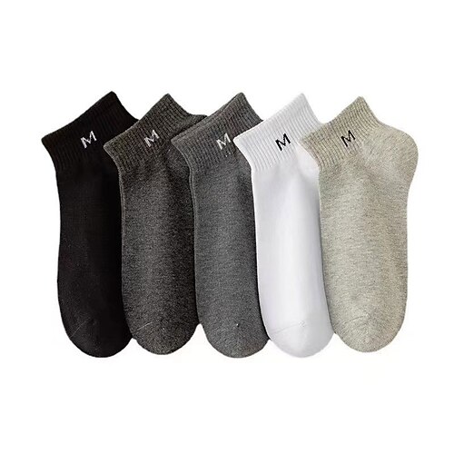Herren 10 Paare Mehrfachpackungen Socken Laufsocken Freizeitsocken SchwarzWeißGrau Schwarz Farbe Buchstabe Urlaub Sport Outdoor Täglich Basic Mittel Frühling Herbst Mode Lässig Image