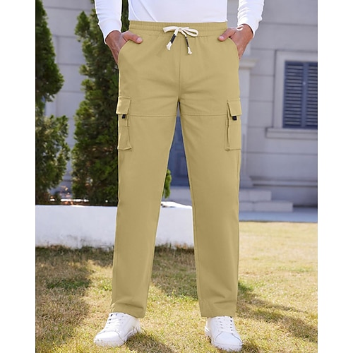 Herren Cargo-Hosen Hose Elastischer Bund Kordelzug Mehrere Taschen Einfach tragbar Outdoor Täglich Campen und Wandern Mode Klassisch Schwarz Grün Image