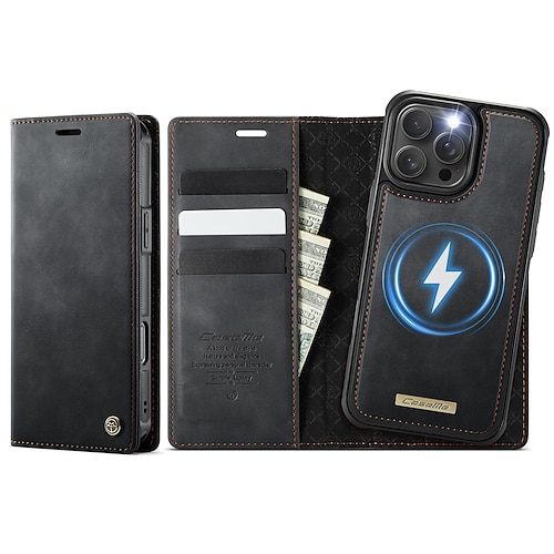 Handy Hülle Handyhüllen Für iPhone 16 15 14 Pro Max Plus 16e 13 Pro Max Flip-Cover Abnehmbar Magnetisch Unterstützt kabelloses Laden TPU PU-Leder Image