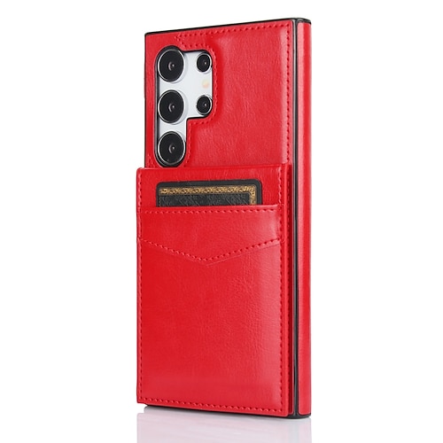 Handy Hülle Handyhüllen Für Samsung Galaxy S25 S25 Edge S24 S23 S22 Plus Ultra S23 FE A55 5G A15 A14 A54 Brieftaschenhülle Ständer Kartenfach Stoßfest Retro TPU PU-Leder Image