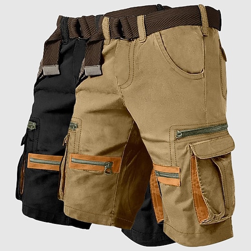 Herren Cargo-Shorts Shorts Strandshorts Freizeitshorts Mehrere Taschen Gerader Schnitt Gefälschte Tasche Einfach Komfort Knielang Outdoor Lässig Täglich Urlaub Mode Grün grau SchwarzGrau Image