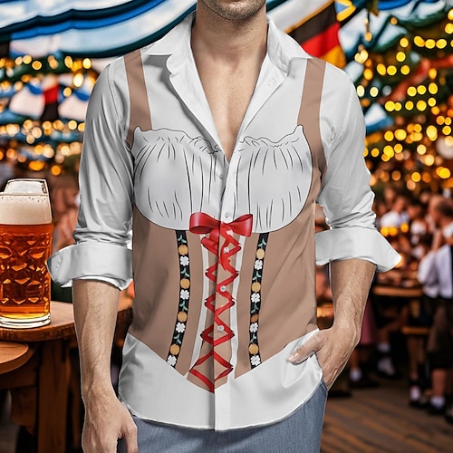 Hawaii-Hemden Aloha-Hemd Bayerisch München Deutsch Lässig Bayerisch Grafik für Herren Erwachsene 3D-Druck für Karneval Oktoberfestbier Urlaub Party Image