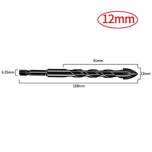 3-12 mm Kreuzsechskant-Fliesenbohrer Universal-Bohrer-Kits für Wandbeton Glaskeramik-Lochöffner Metall-Dreieck-Bohrer-Set Image