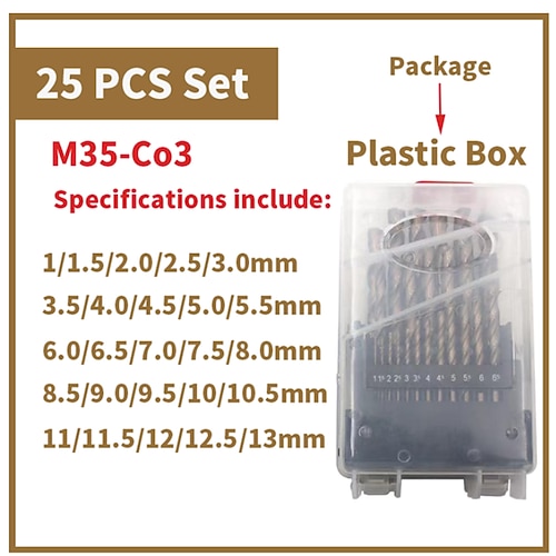 High quatity hss-co m35 kobalt gerader schaft spiralbohrer elektrowerkzeuge zubehör für metall edelstahl bohren Image