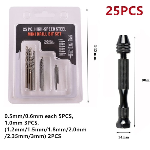 1 satz mini spiralbohrer micro handbohrer schlüsselloses bohrfutter reibahle handspiralbohrer spannspiralbohrer 10/20/25/30/150 stücke Image