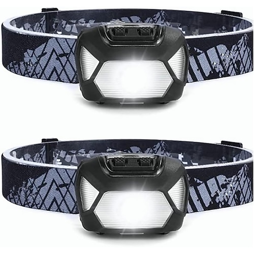 Stirnlampe, superhelle LED-Stirnlampe mit 6 Beleuchtungsmodi, wasserdicht, batteriebetrieben, leichte LED-Stirnlampe zum Radfahren, Laufen, Camping für Kinder und Erwachsene Image