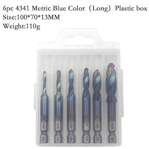 blau beschichteter Sechskantschaft hss Gewinde metrische Gewindebohrer Verbundgewindebohrer 6-teiliges Box-Kit Schraubenwerkzeuge Handwerkzeug-Sets Image