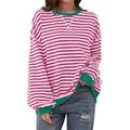 Blouse Femme Boutonné Graphique Rayé Vintage Tropical Élégante Manches Longues Col Ras Du Cou Tops Quotidiens Imprimé Bleu Fuchsia Orange Vert Été Printemps Automne