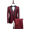 Roter Gentleman-Abend-Smoking für Herren, 3-teiliger Anzug, Anzug und Weste plus Hose, Lila, Blau, Silber erhältlich, asiatische Größe M-6XL
