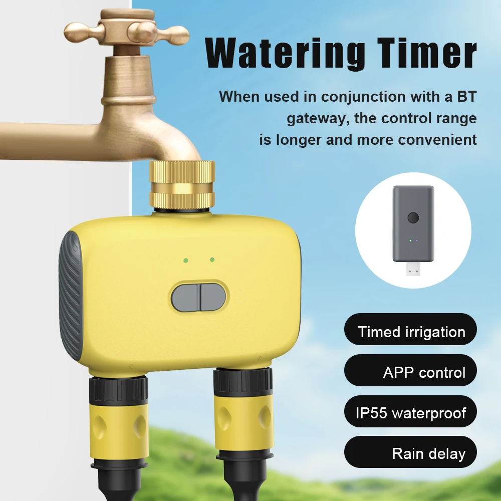 Bluetooth Smart Garten Sprinkler Wasser Timer 2 Weg Regen Verzögerung Timer Programmierbare Automatische Bewässerung Controller Unterstützung Alexa Image