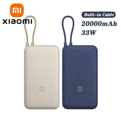 XIAOMI 20000mAh 33W Power Bank with Built‑in USB‑C Cable, Two way Fast Charging Mi Model PB2030MI,For iPhone 16 15 14 13 Pro Max