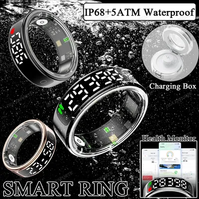 Neuer Bildschirm Smart Ring 2025 Smart Control Geste Swipe Video/Bürste Tiktok Gesundheitsmonitor IP68 & 5ATM Wasserdichter Smartring