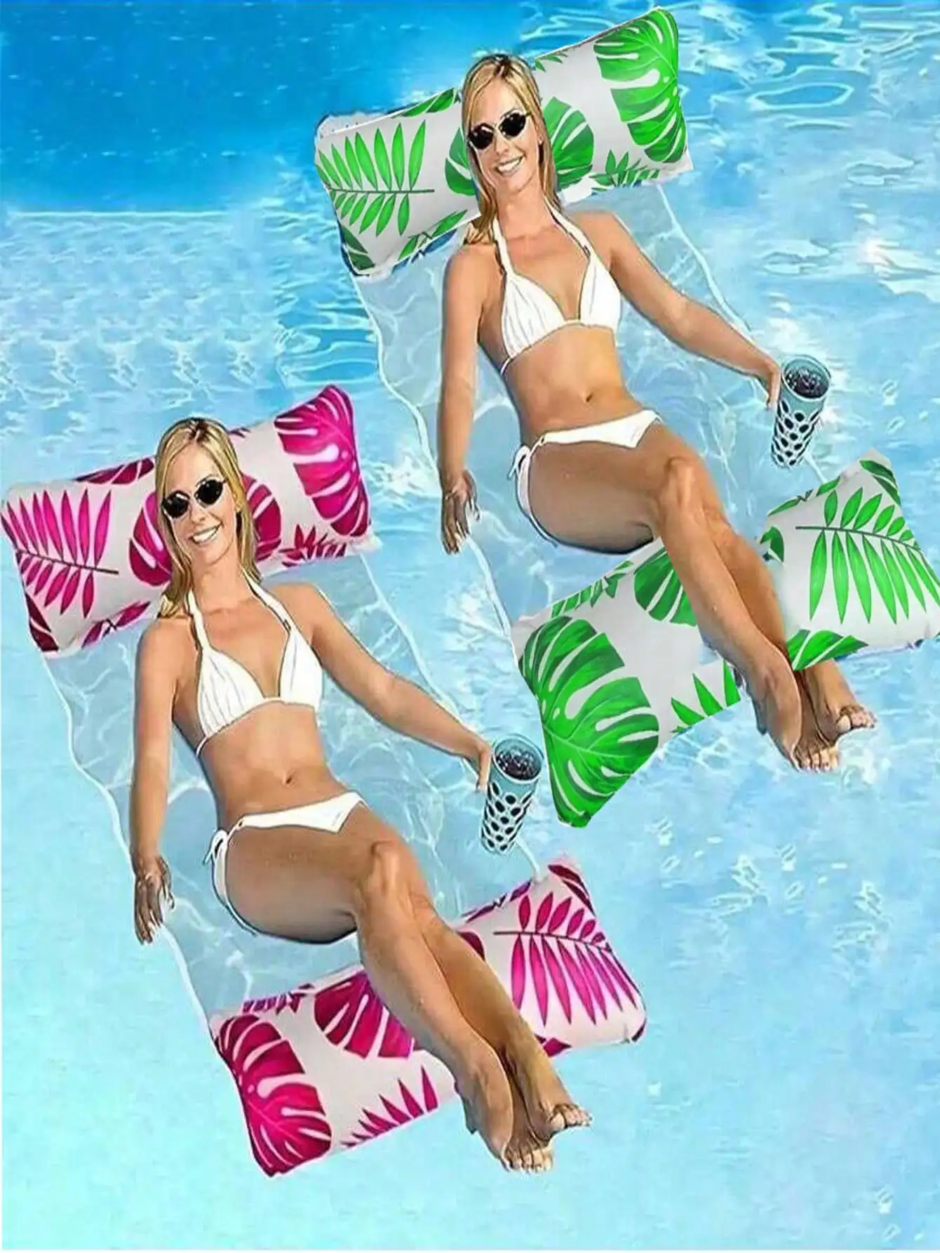 PVC Faltbare Wasser Hängematte Sommer Aufblasbare Schwimmende Gestreiften Für Erwachsene Schwimmen Matratze Meer Schwimmen Ring Party Sonnenbaden Matratzen Image
