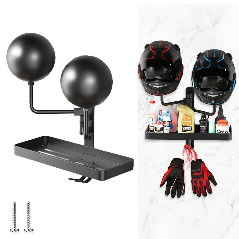 Motorradhelm-Ausstellungsständer mit verstellbarem Haken, Wandmontage. Organisieren Sie Mützen, Jacken und Accessoires. Universelle Passform Image