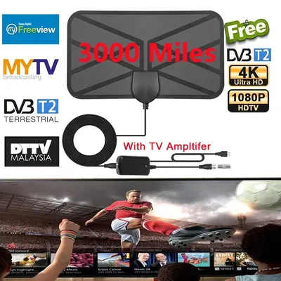 Portable HD TV Antenna HD Digital Antenna 30DBI HD Digital TV Antenna with Amplifier DVB Quick Response Indoor Outdoor Antenna