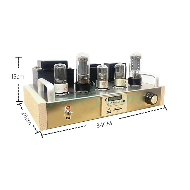 Single-Ended-Bluetooth-Verstärker der Klasse A, 6P3P+6G2P Vakuumröhrenverstärker, 2x7,5W, Röhrengleichrichter, Punkt-zu-Punkt-Löten Image