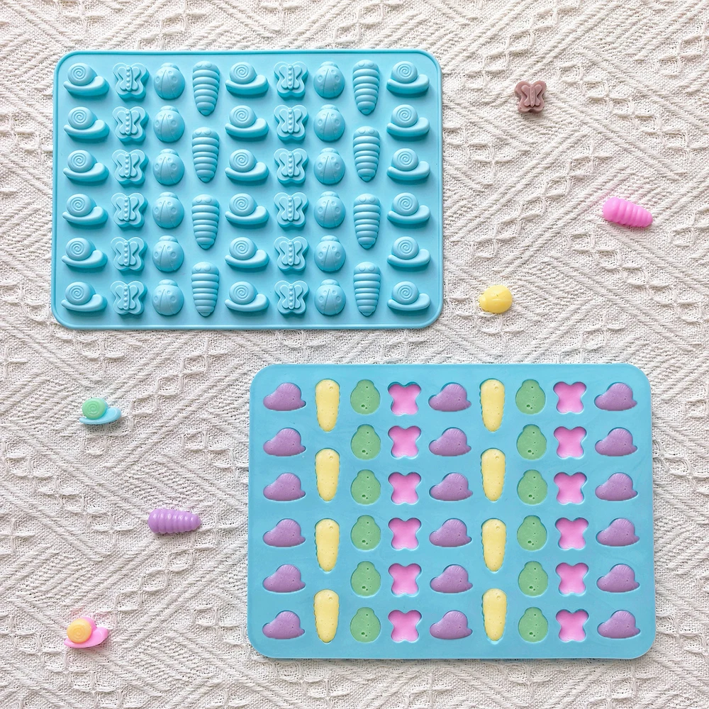 1 Stück insektenförmige Backsilikonform mit 54 Mulden, verwendet für weiche Süßigkeiten, DIY-Schokolade, Süßigkeiten, Kuchendekorations-Backwerkzeuge Image