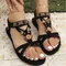 Women Retro Ethnic Flower Decor Flat Sandals Floral Summer Outdoor Fashion Sexy Elegant Casual Office Party Black Brown Non-slip