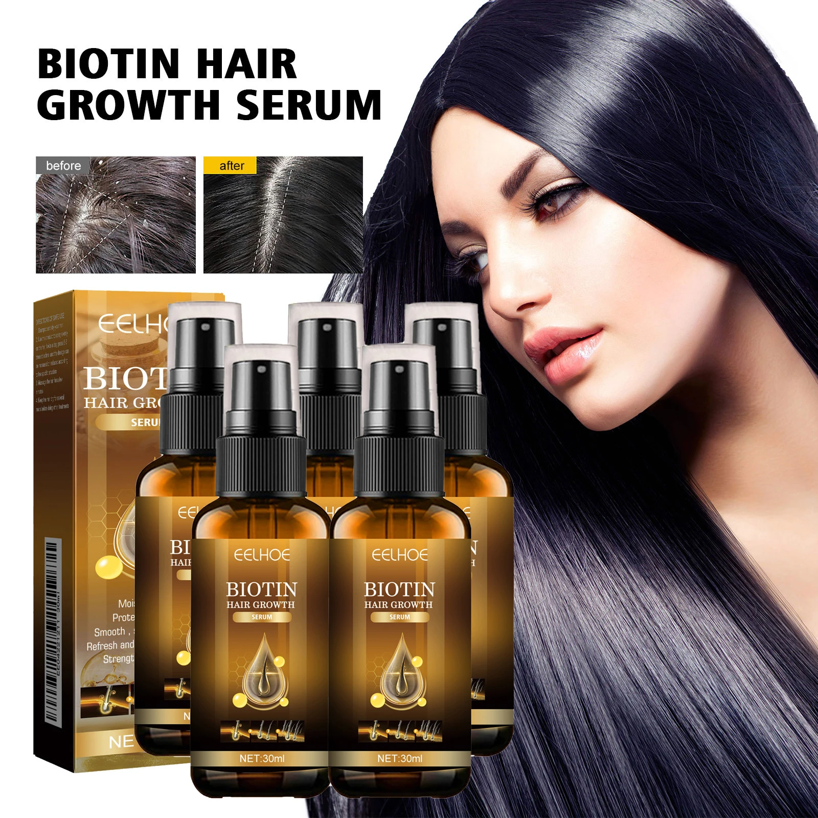 1/3/5 Box Magic Biotin Haarserum Stärken Glättung Tief Nährendes Krauses Haar Produkt Beschädigtes Reparaturspray Haaröl Serum Image
