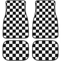 Tappetini per auto con motivo bandiera a quadretti da corsa in bianco nero Set di protezione anteriore posteriore da 4 pezzi Tappeto universale per tutte le stagioni